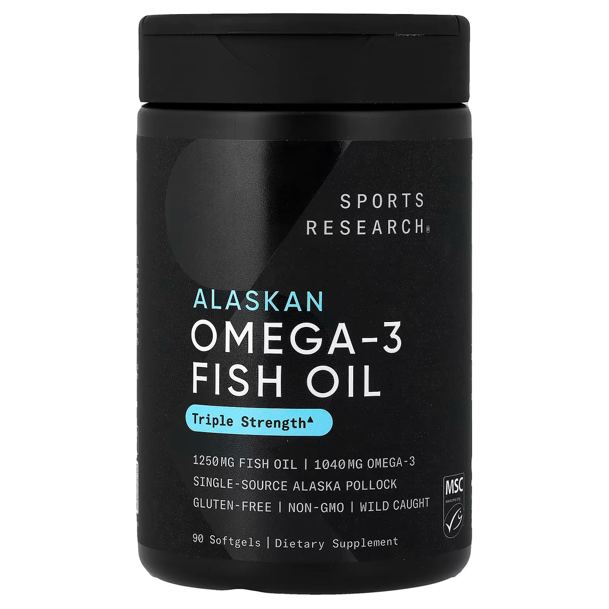Sports Research Alaskan Omega-3 Fish Oil 1250mg | Triple Strength | 90 Softgels