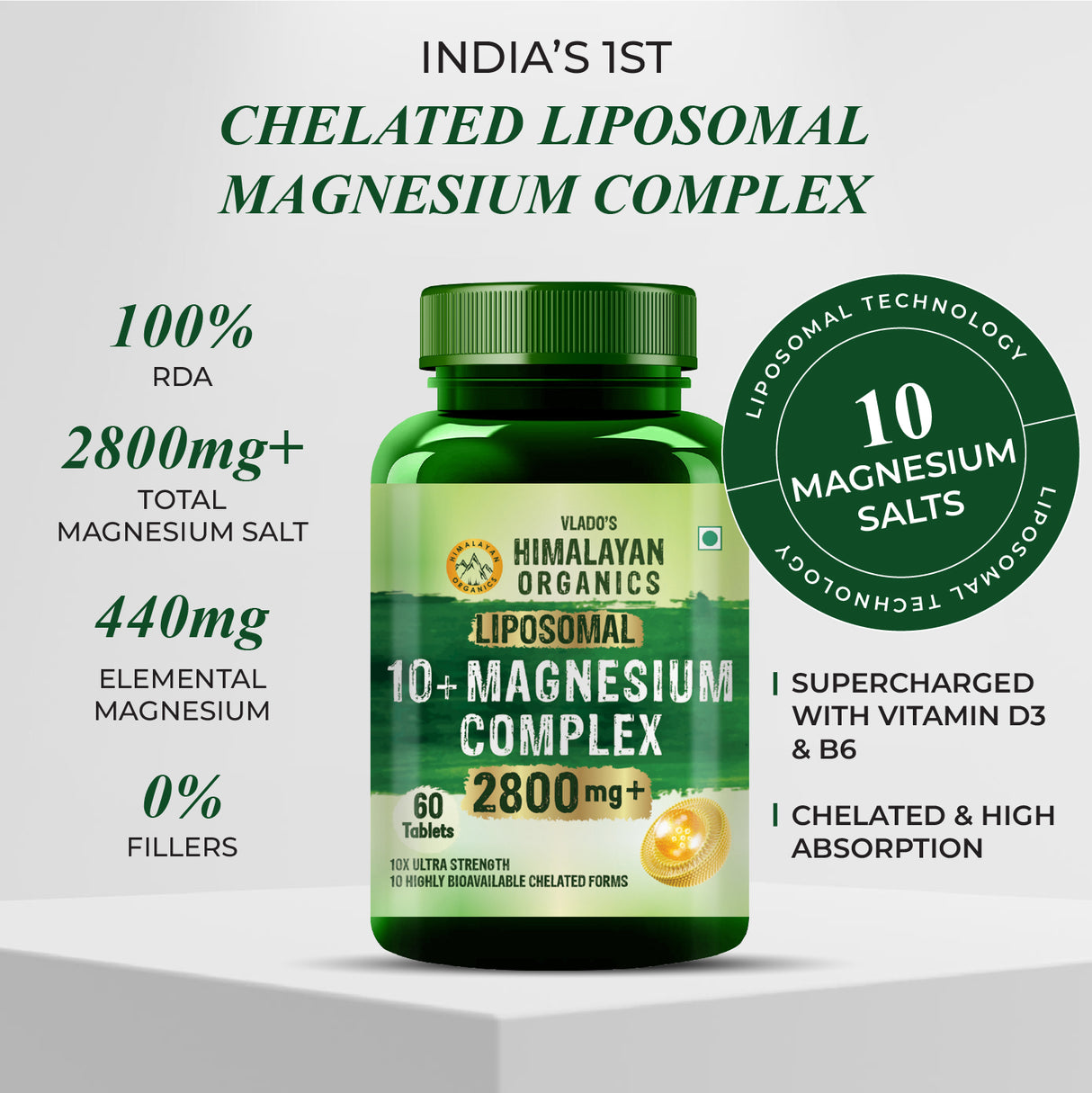 Himalayan Organics Magnesium Complex Supplement | 60 Veg Tablets | Sleep & Muscle Support