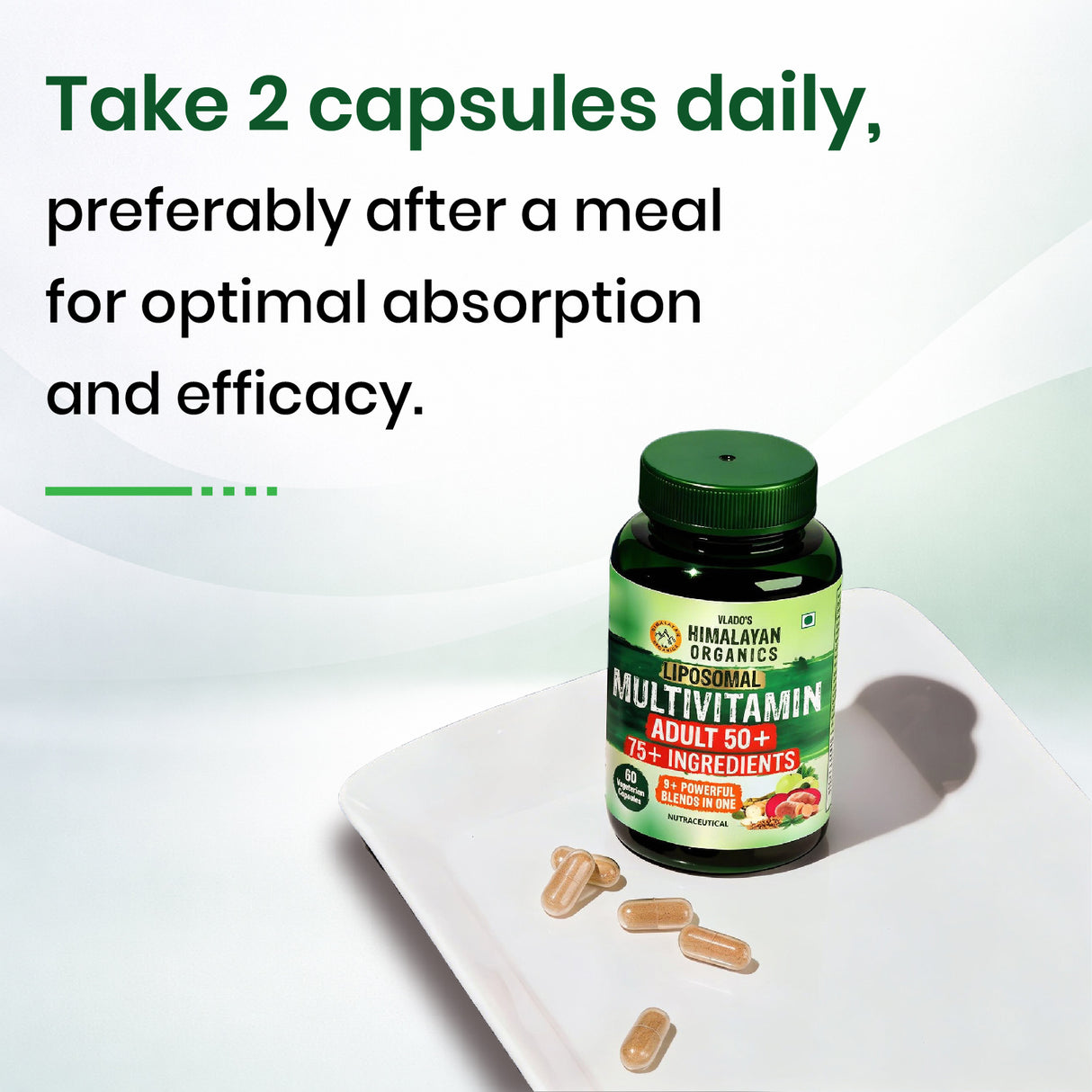 Himalayan Organics Liposomal Multivitamin 50+ | 60 Veg Capsules | Energy, Immunity & Overall Health Support