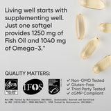 Sports Research Alaskan Omega-3 Fish Oil 1250mg | Triple Strength | 90 Softgels