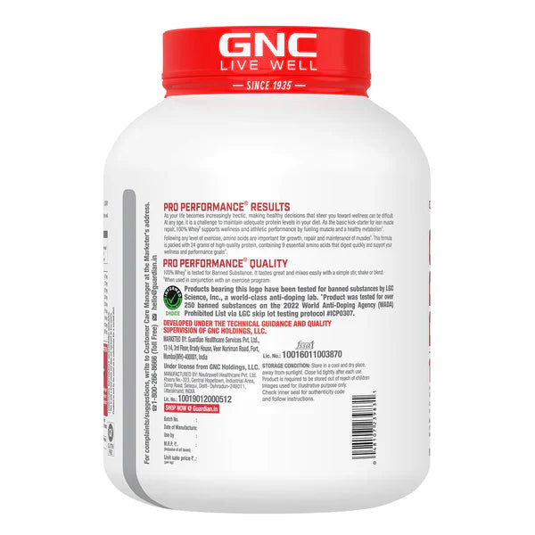 GNC Pro Performance 100% Whey Protein - 4 Lbs - Nutristar