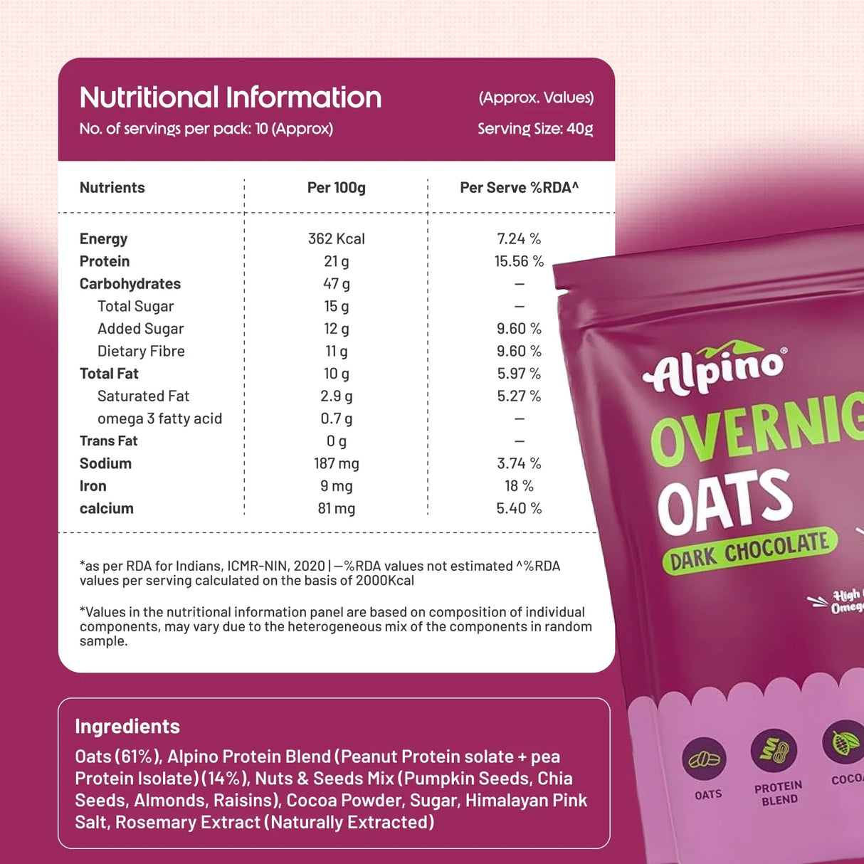 Alpino Overnight Oats 1 kg - Nutristar