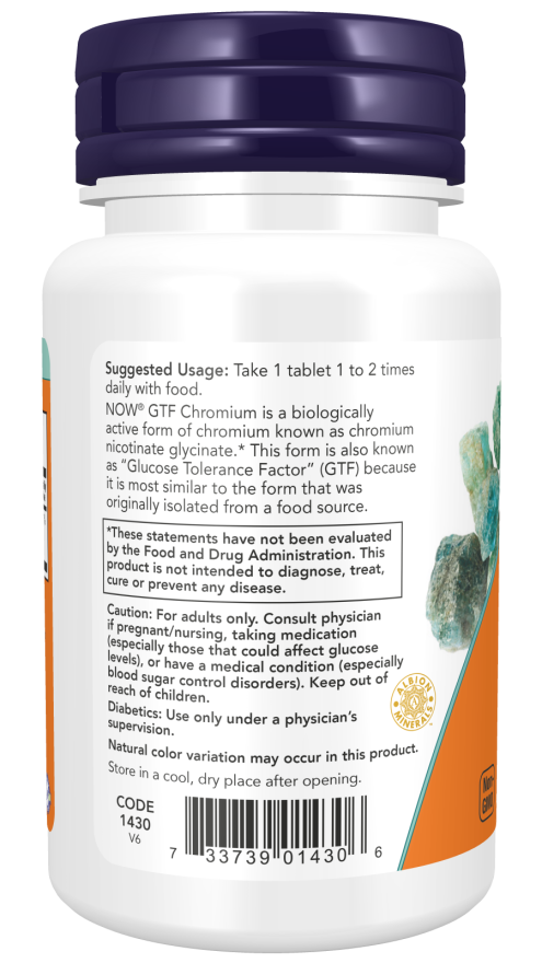 NOW Foods GTF Chromium 200mcg | 250 Veg Tablets