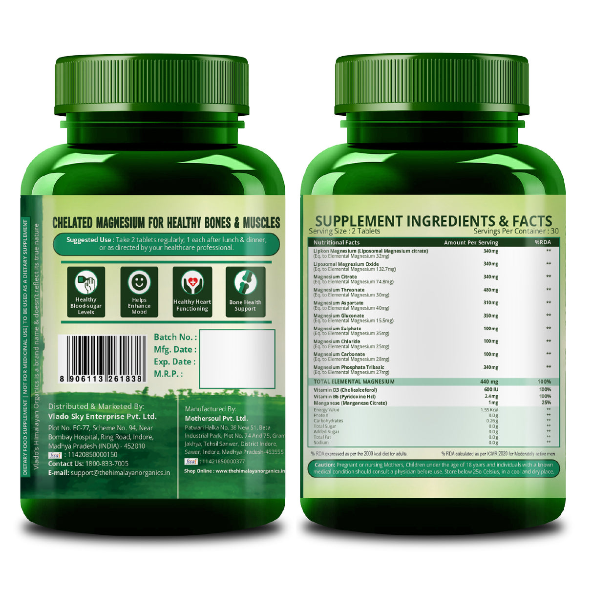Himalayan Organics Magnesium Complex Supplement | 60 Veg Tablets | Sleep & Muscle Support