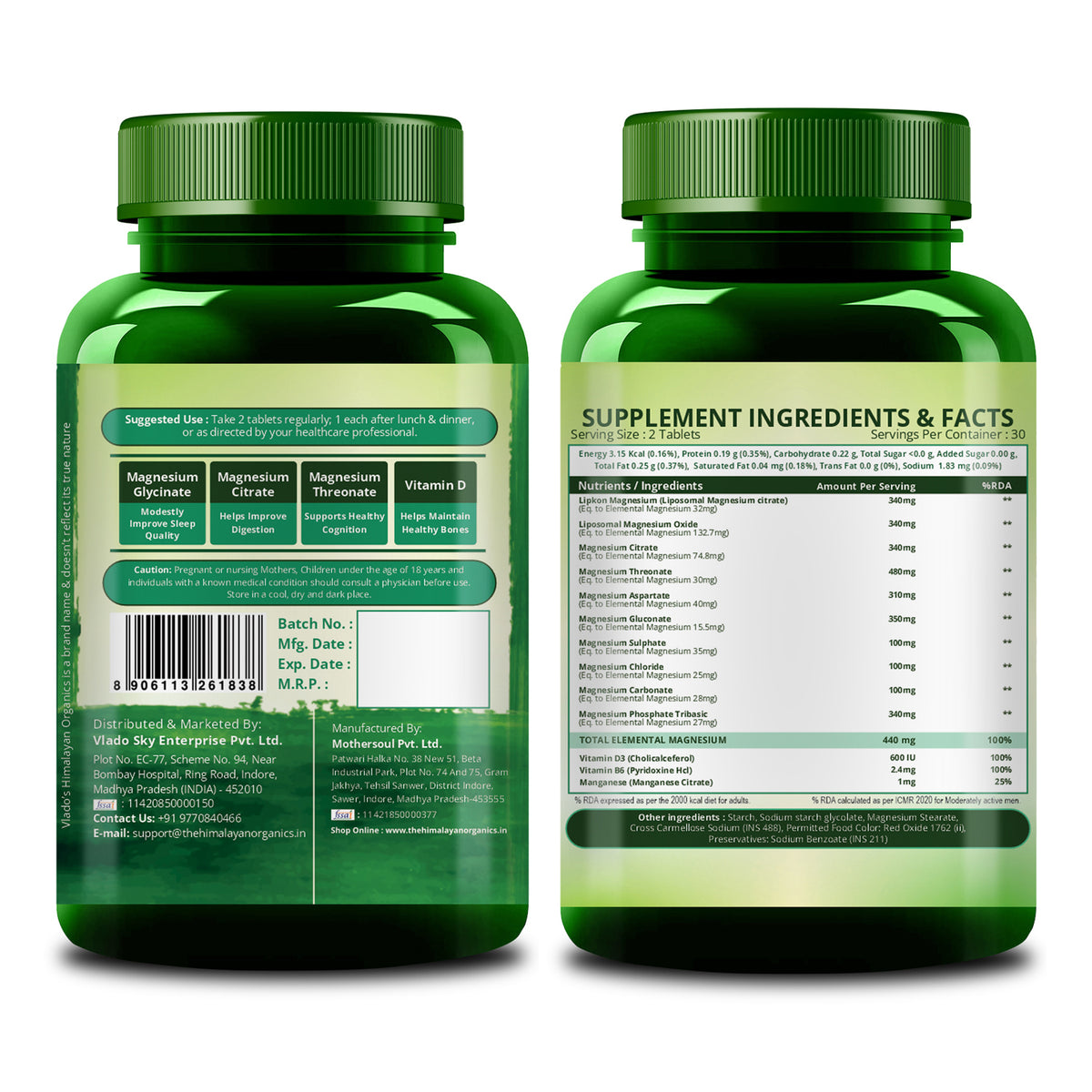 Himalayan Organics Magnesium Complex Supplement | 60 Veg Tablets | Sleep & Muscle Support