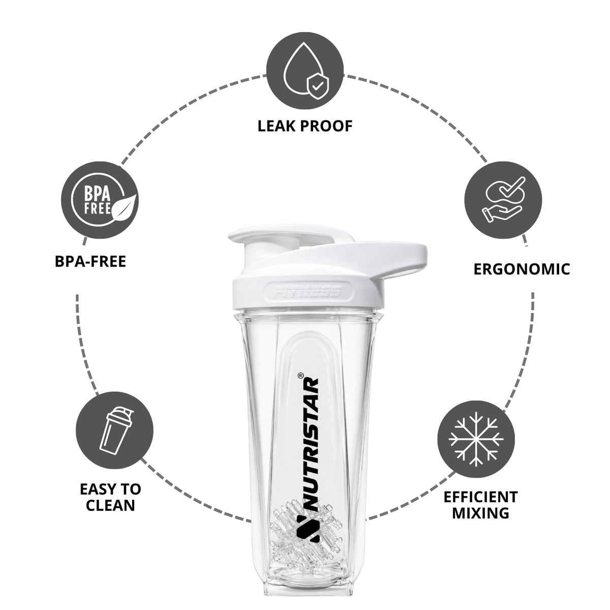 Nutristar Cube X Premium Shaker Bottle 600ml (Random Color)