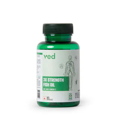 Vedayu 3X Strength Omega-3 Fish Oil Capsules With EPA 495 mg, DHA 330 mg | Prebiotics Flora | 1400 mg Fish Oil | 30 Capsules