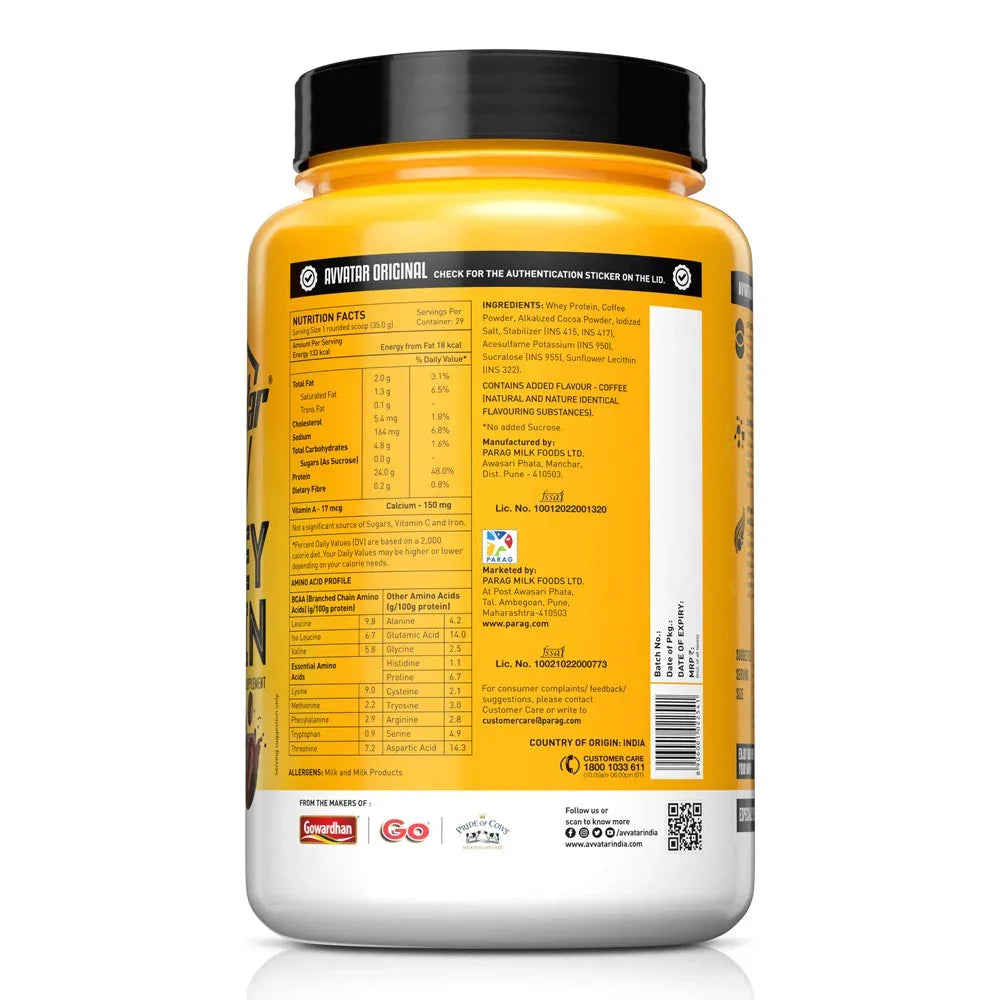 Avvatar Whey Protein Powder 1 Kg + Nutristar Micronized CREA Gold Creatine Monohydrate 250g (83 Servings) - Daily Muscle Recovery & Strength Combo