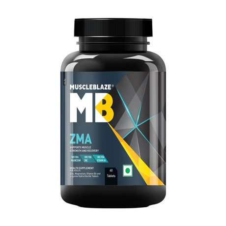 MuscleBlaze ZMA, For Muscle Strength & Recovery (zinc, Magnesium Aspartate, Vitamin B6) - 60 Tablets - Nutristar