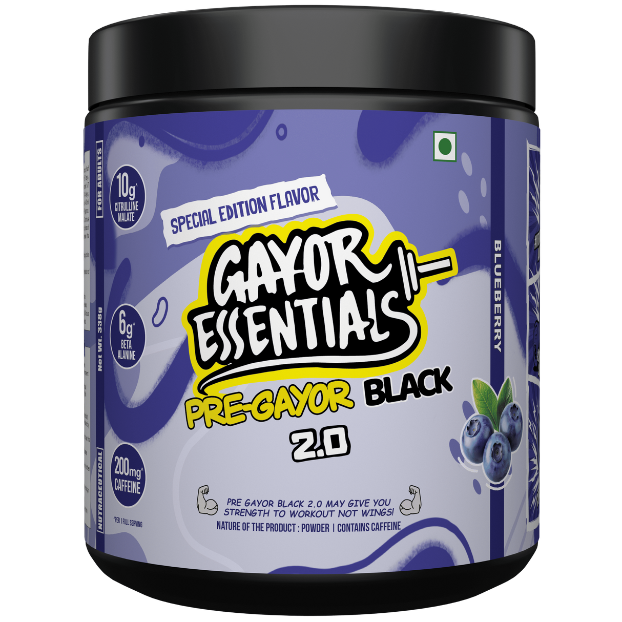 Gayor Essentials Pre Gayor Black 2.0 Pre-Workout Powder 338g | 200mg Caffeine