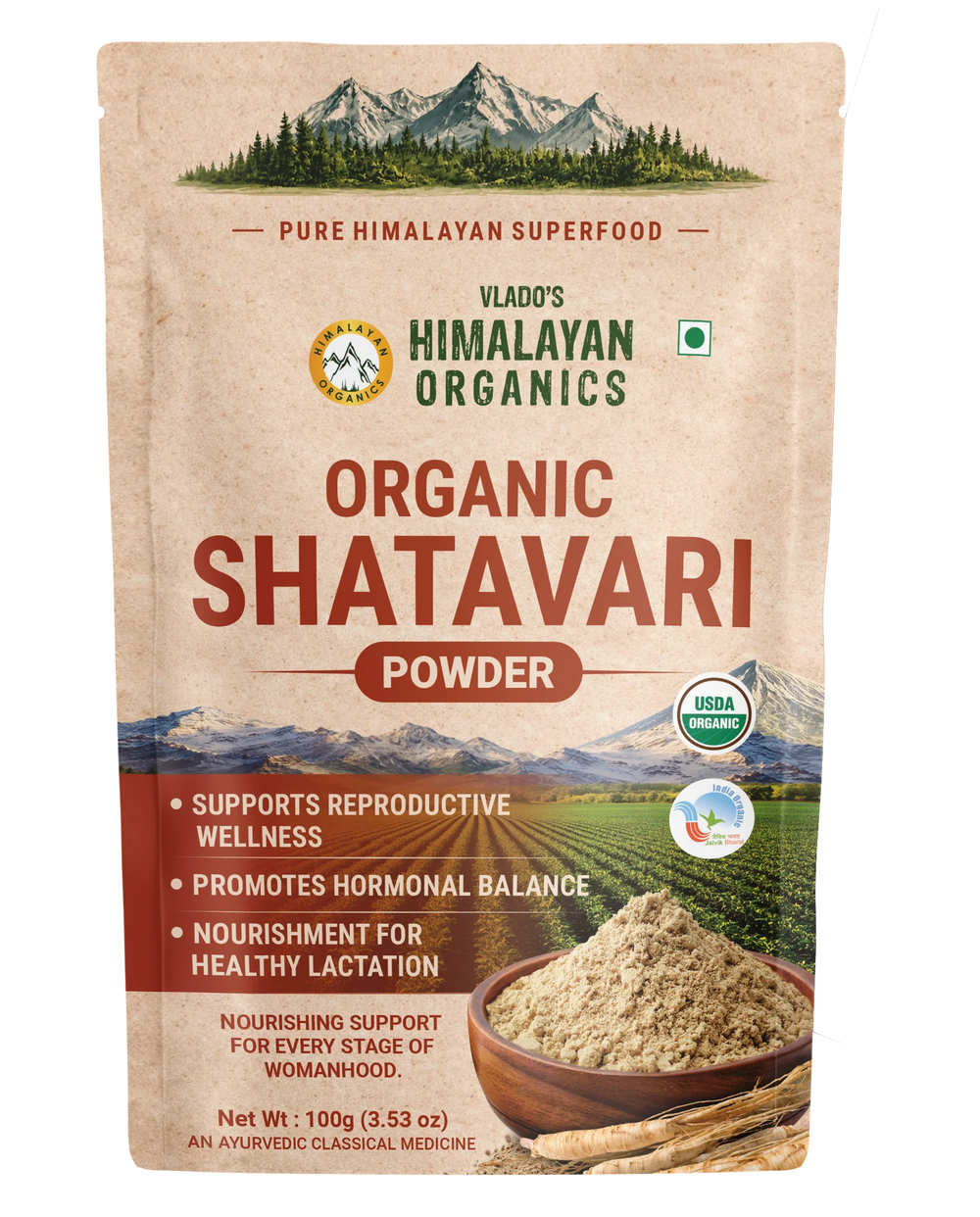 Vlado’s Himalayan Organics Shatavari Powder 100g | Hormonal & Lactation Support