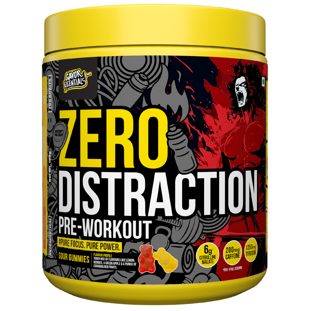 Gayor Essentials Zero Distraction Pre-Workout Powder 338g | 200mg Caffeine | 6g Citrulline
