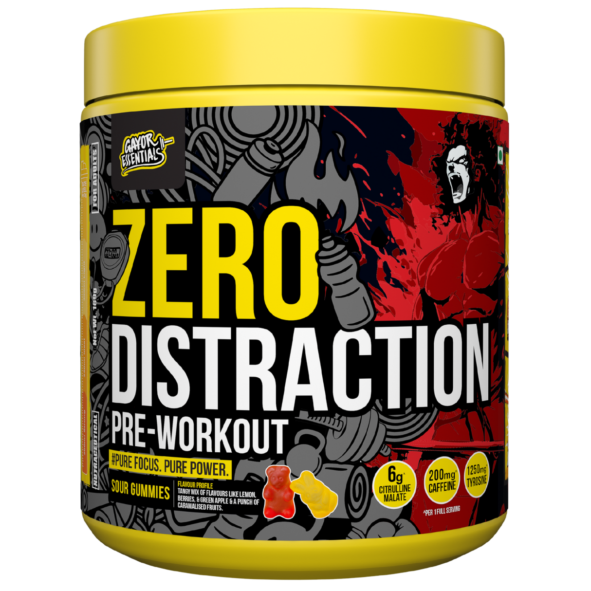 Gayor Essentials Zero Distraction Pre-Workout Powder 338g | 200mg Caffeine | 6g Citrulline