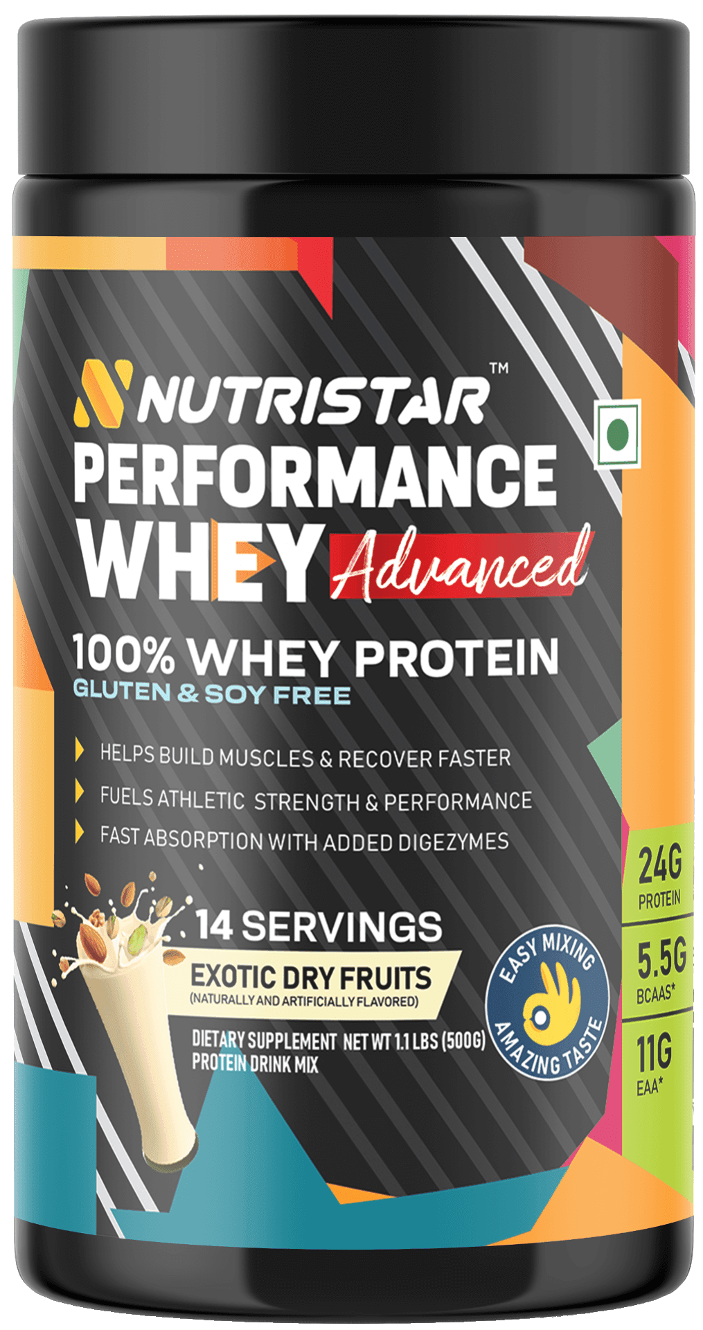 Nutristar Performance Whey Advanced 100% Whey Protein - 1.1 Lbs (500g)