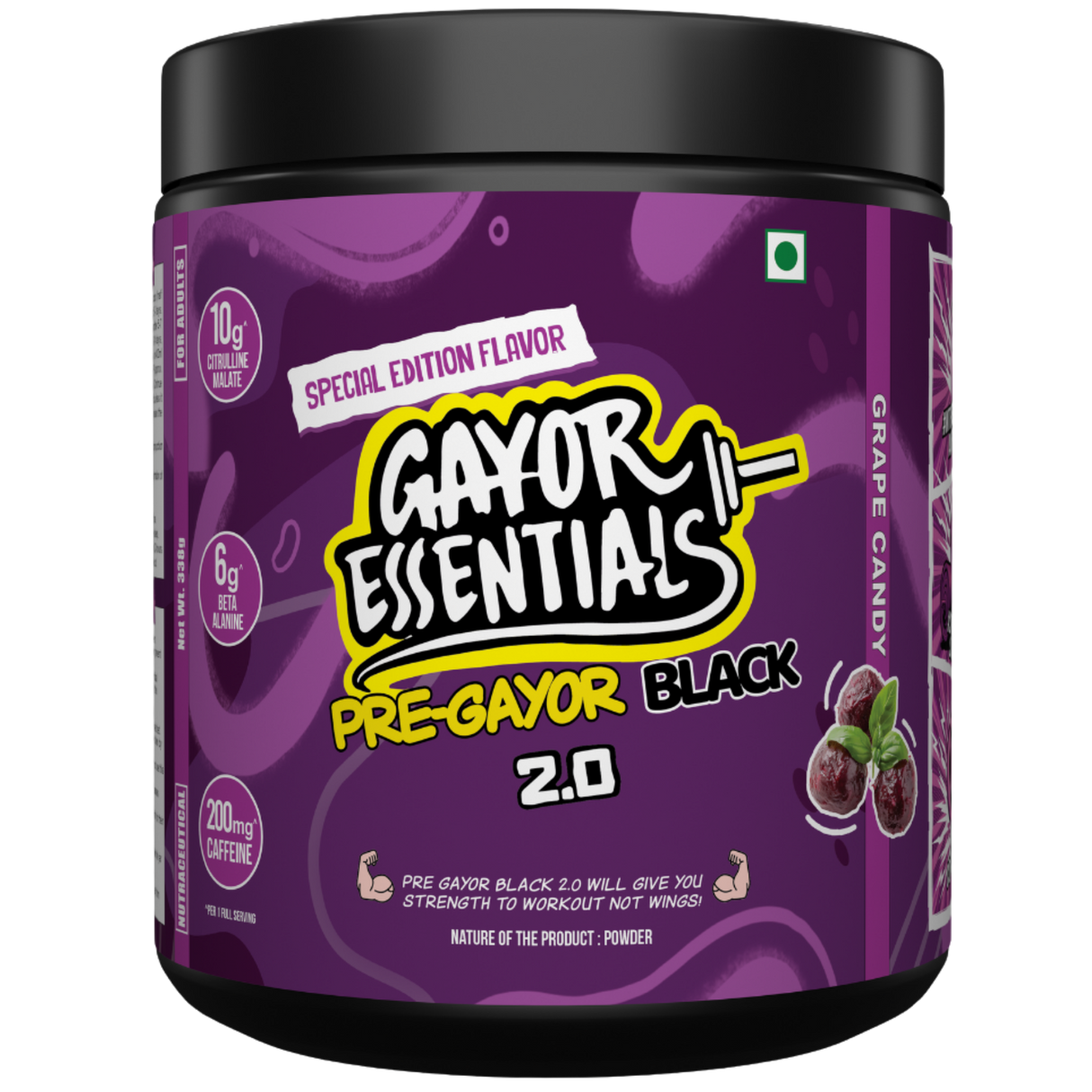 Gayor Essentials Pre Gayor Black 2.0 Pre-Workout Powder 338g | 200mg Caffeine