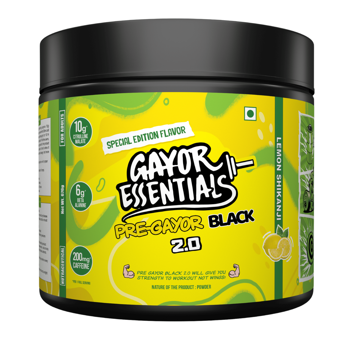 Gayor Essentials Pre Gayor Black 2.0 Pre-Workout Powder 676g | 200mg Caffeine