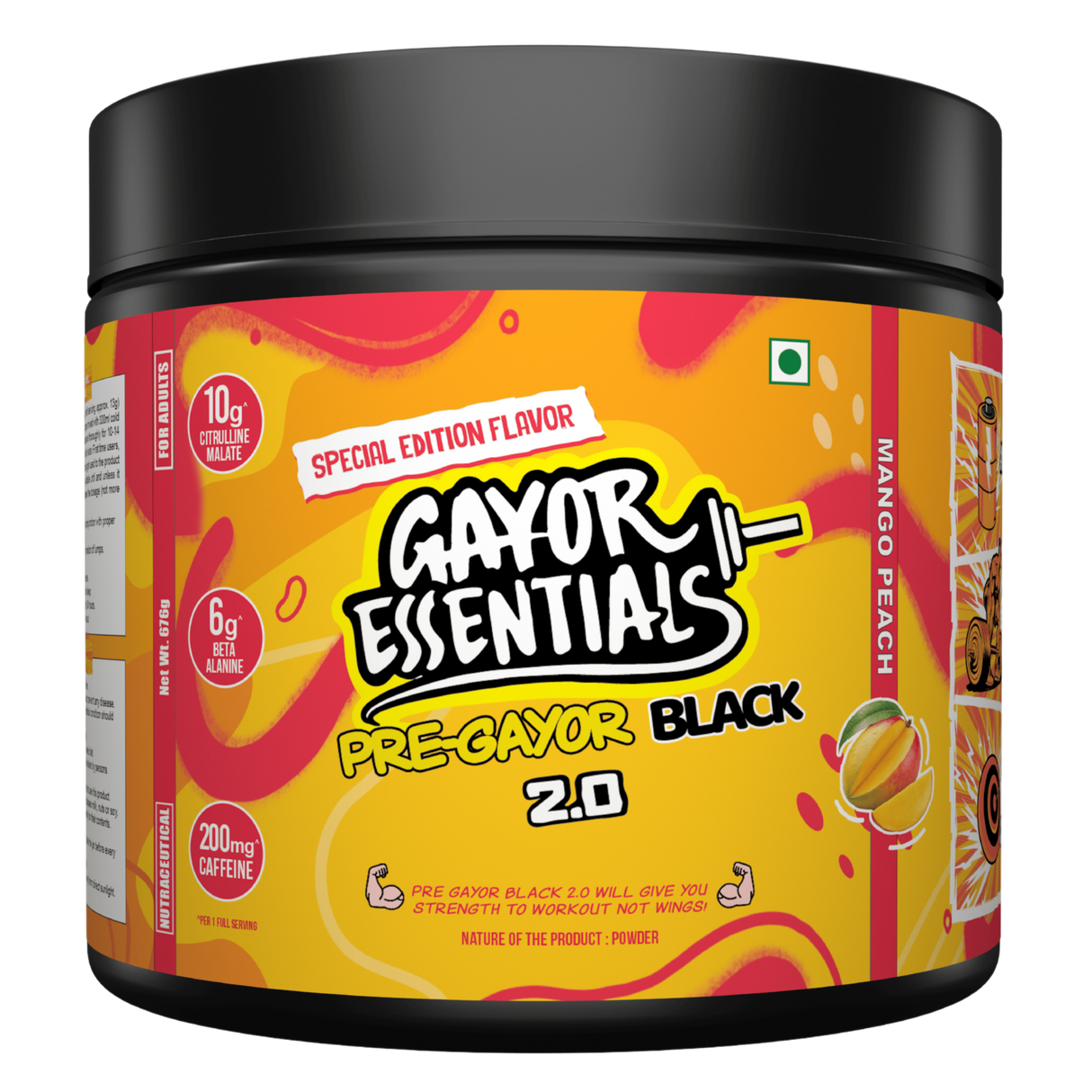 Gayor Essentials Pre Gayor Black 2.0 Pre-Workout Powder 676g | 200mg Caffeine
