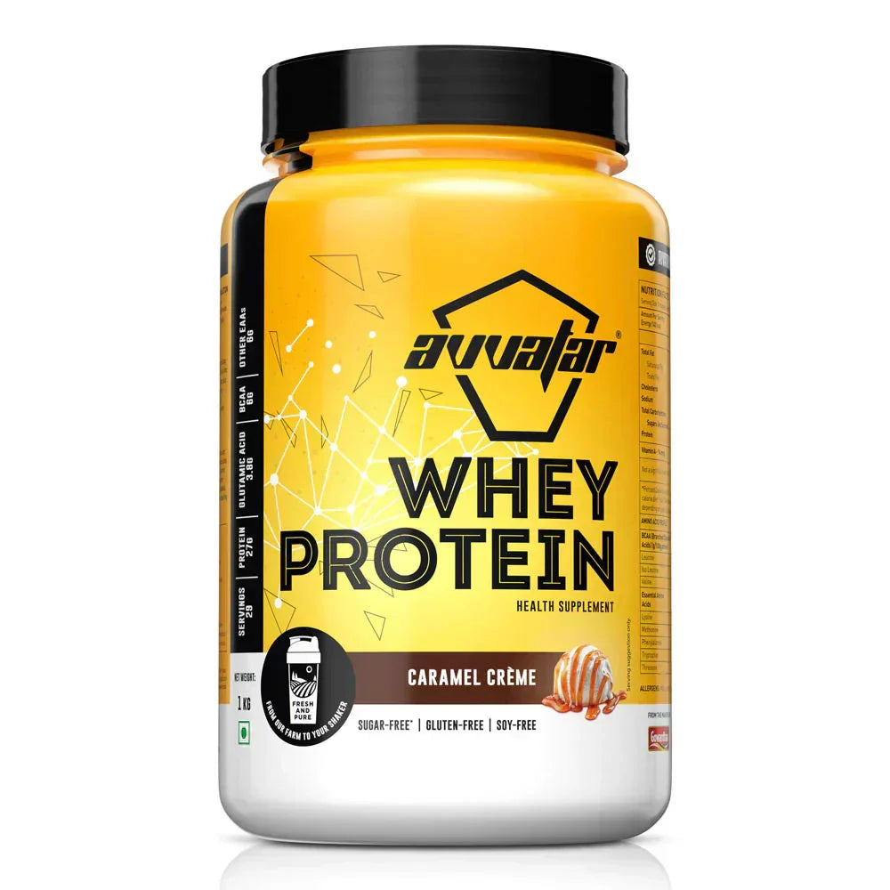 Avvatar Whey Protein Powder 1 Kg + Nutristar Micronized CREA Gold Creatine Monohydrate 250g (83 Servings) - Daily Muscle Recovery & Strength Combo