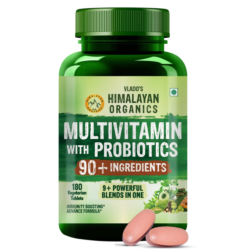 Himalayan Organics Immunity Multivitamin with Probiotics | 180 Veg Tablets | Energy & Immunity Support
