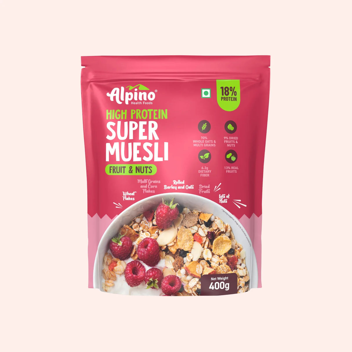 Alpino Super Muesli (Whole Grain Breakfast Cereal) - 400 gm - Nutristar