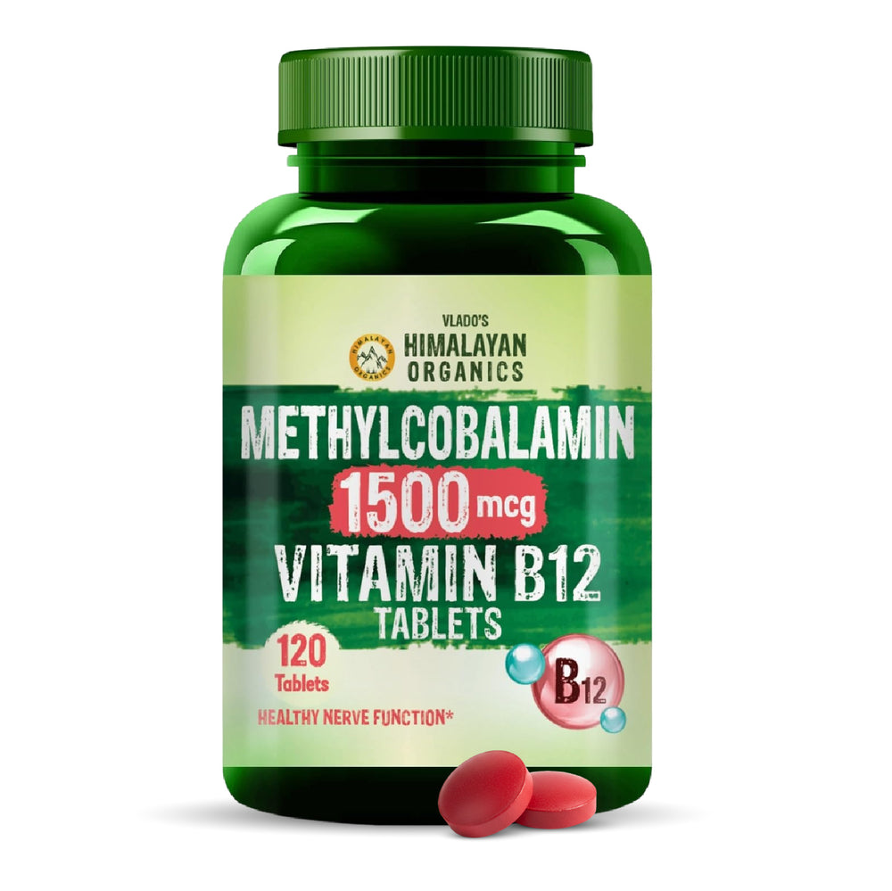 Vlado's Himalayan Organics Vitamin B12 1500mcg Tablets | 120 Veg Tablets | Methylcobalamin Supplement