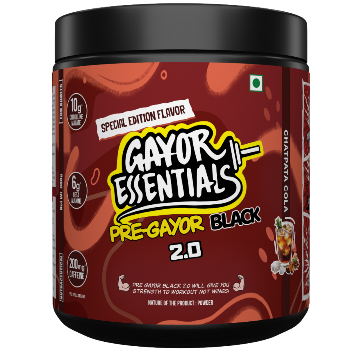 Gayor Essentials Pre Gayor Black 2.0 Pre-Workout Powder 338g | 200mg Caffeine