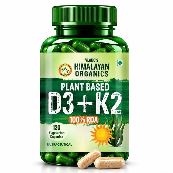 Vlado's Himalayan Organics, Plant Based Vitamin D3 600IU K2 MK7 - 120 Veg Capsules