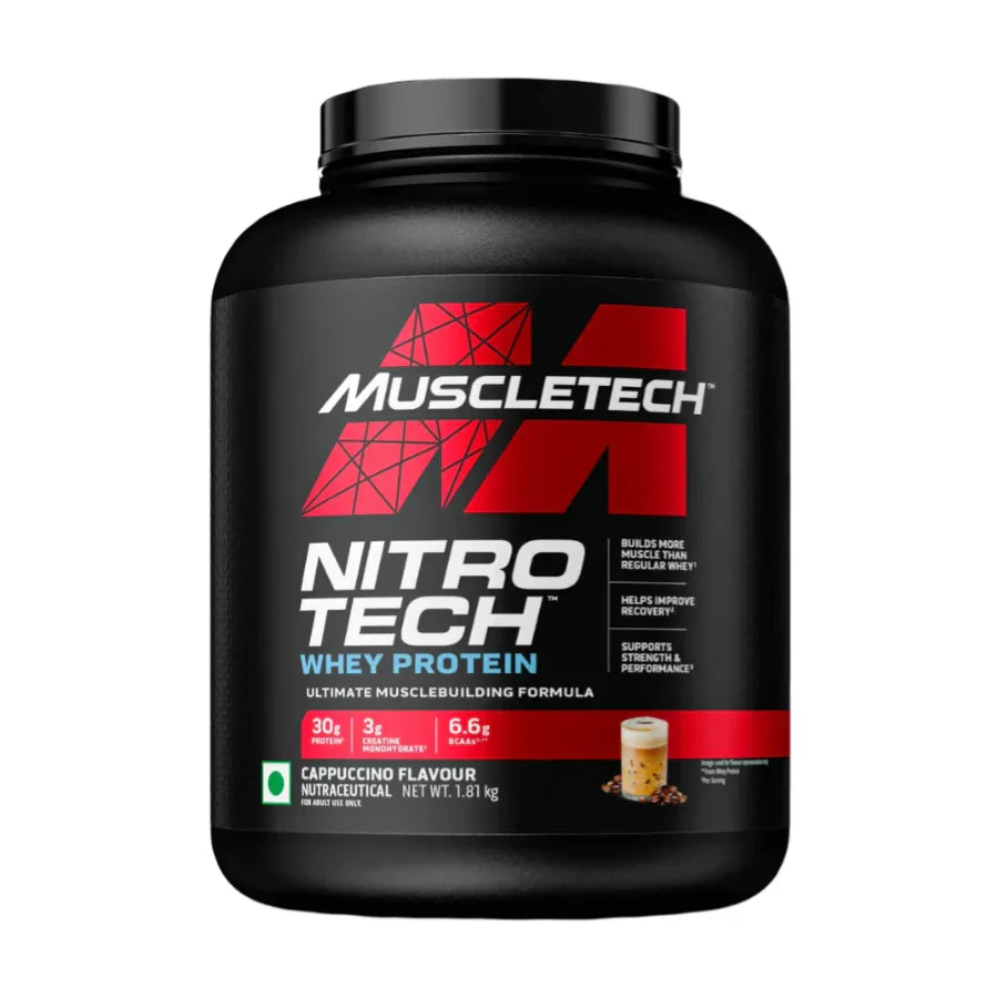 MuscleTech Nitro-Tech Performance Series Whey Protein 4 Lbs (1.81 Kg) + Nutristar Micronized CREA Gold Creatine Monohydrate 250g (83 Servings) - Advanced Muscle Building Stack