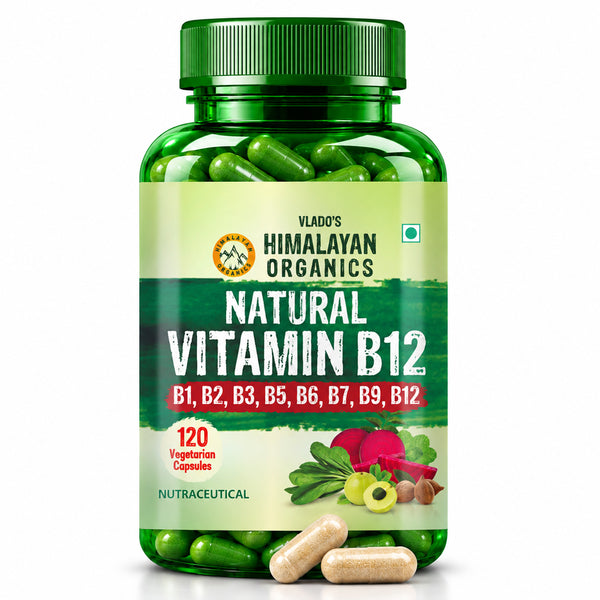 Vlado's Himalayan Organics, Vitamin B12 with B1 B2 B3 B5 B6 B7 B9 Moringa - 120 Veg Capsules