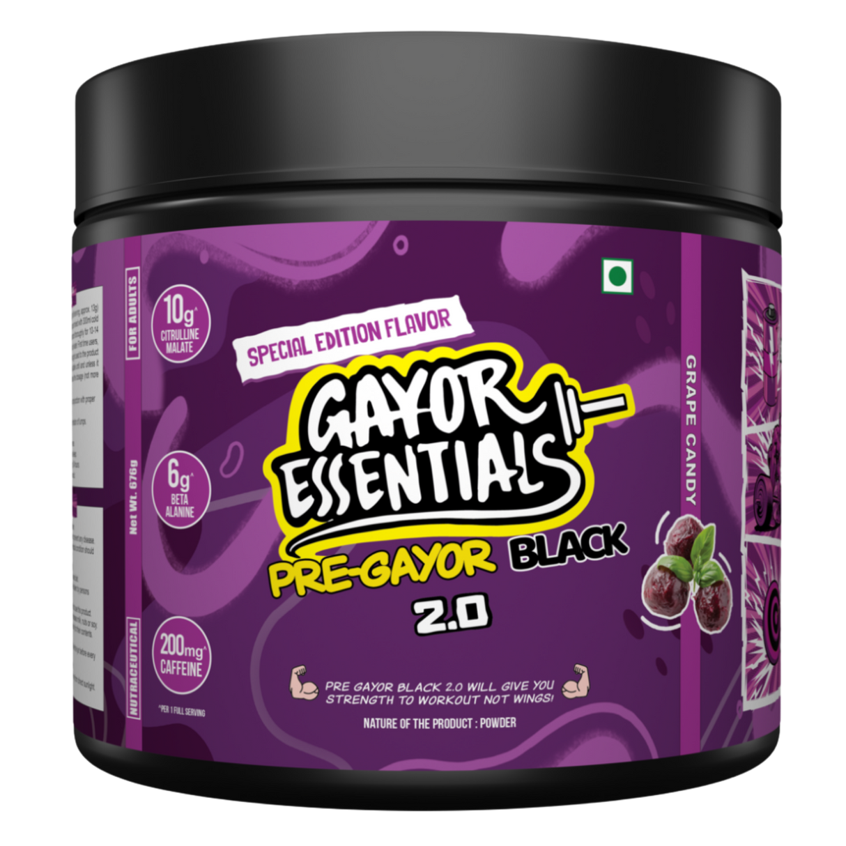 Gayor Essentials Pre Gayor Black 2.0 Pre-Workout Powder 676g | 200mg Caffeine