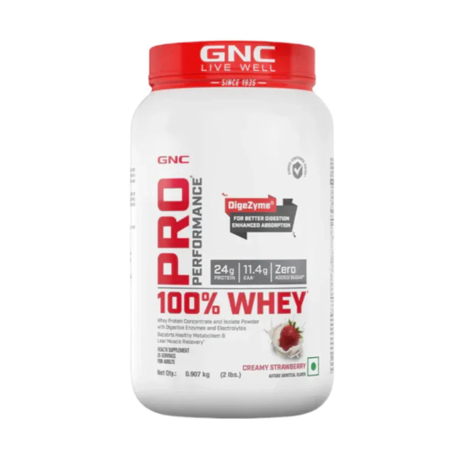 GNC Pro Performance 100% Whey Protein 2 Lbs + Nutristar Micronized CREA Gold Creatine Monohydrate 250g (83 Servings) - Lean Muscle Starter Stack