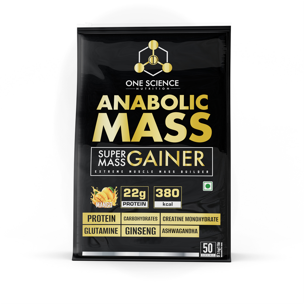 One Science Anabolic Mass | Super Mass Gainer | 22g Protein | 11 lb (50 Servings)