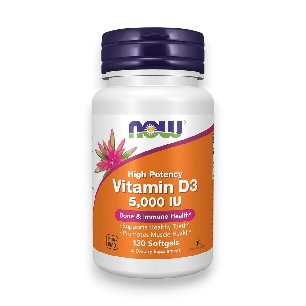 Now Foods Vitamin D-3 5000 IU | High Potency Structural Support | 120 Softgels