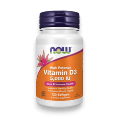Now Foods Vitamin D-3 5000 IU | High Potency Structural Support | 120 Softgels