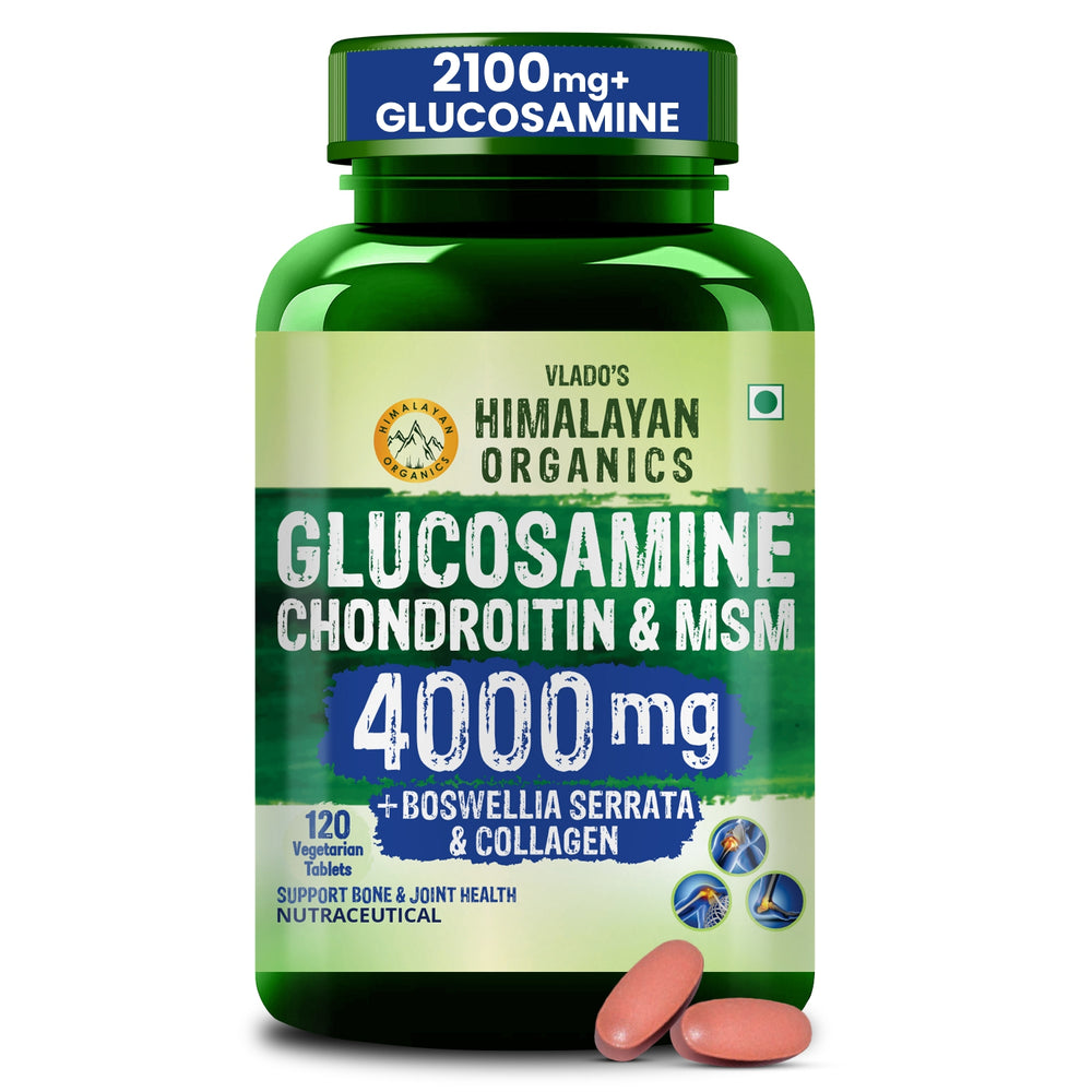 Vlado's Himalayan Organics Glucosamine Chondroitin MSM Tablets - Joint Support Supplement | 120 Vegetarian Tablets