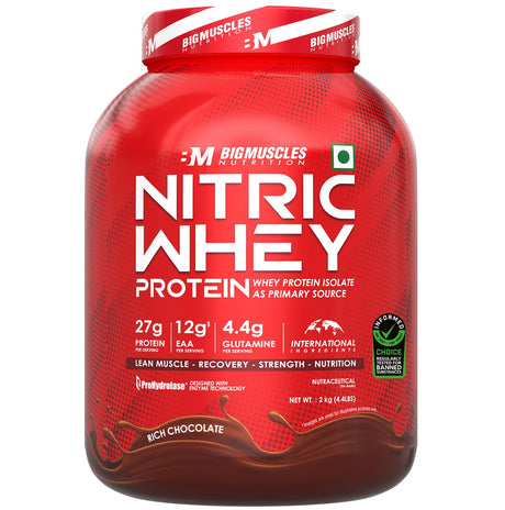 Big Muscles Nutrition Nitric Whey Protein - 4.4 Lbs - Nutristar