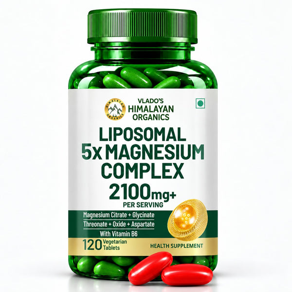 Vlado's Himalayan Organics Liposomal 5X Magnesium Complex 2100mg | Sleep & Muscle Function | 120 Tablets