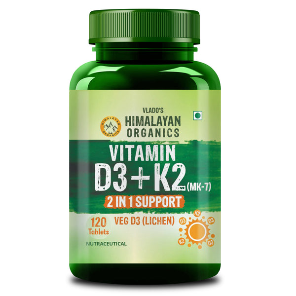 Vlado's Himalayan Organics, Vitamin D3 600IU K2 MK7 - 120 Veg Tablets