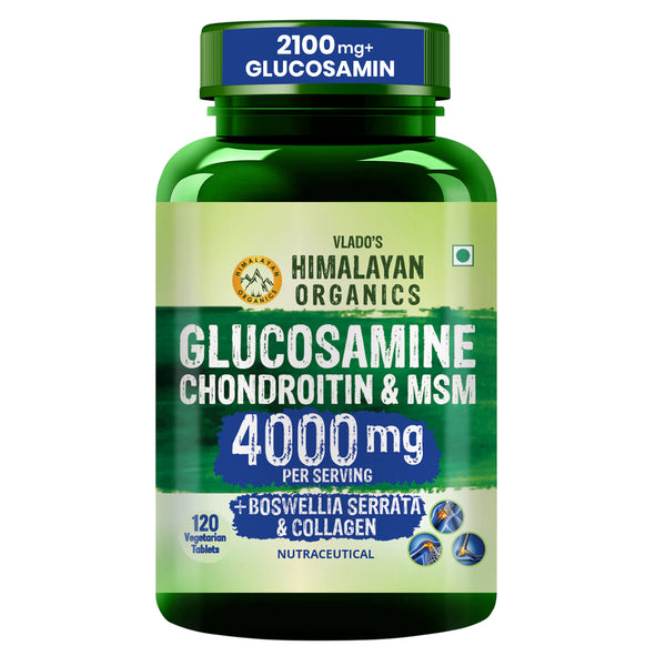 Vlado's Himalayan Organics Glucosamine Chondroitin MSM Tablets - Joint Support Supplement | 120 Vegetarian Tablets