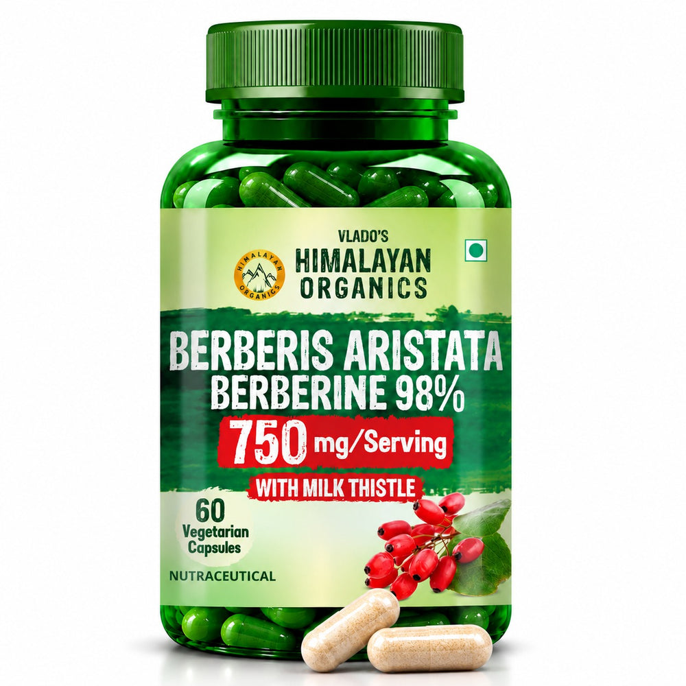 Vlado's Himalayan Organics, Berberine with Milk Thistle, 750mg - 60 Veg Capsules