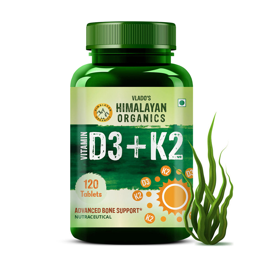 Vlado's Himalayan Organics, Vitamin D3 600IU K2 MK7 - 120 Veg Tablets