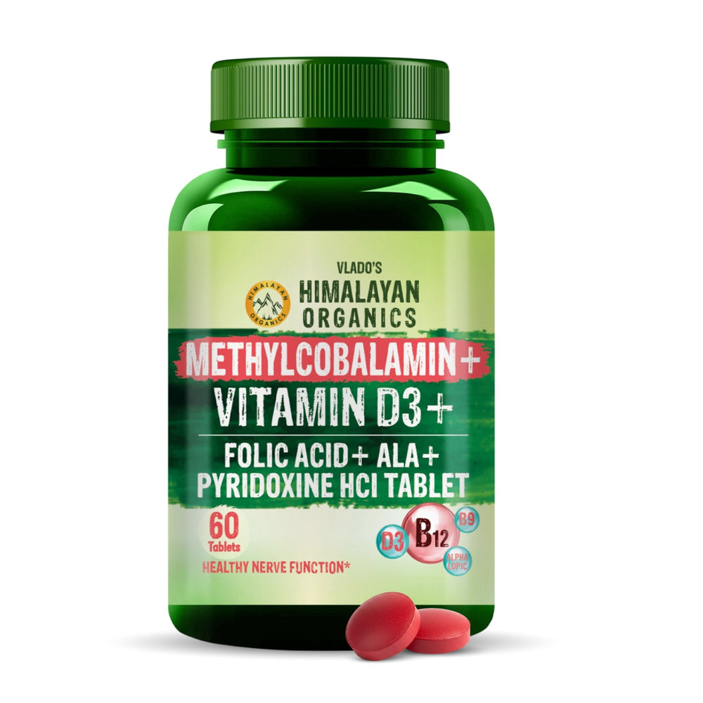 Vlado's Himalayan Organics Vitamin B12 1500mcg with Vitamin D3 | 60 Tablets | Energy & Nervous System Support