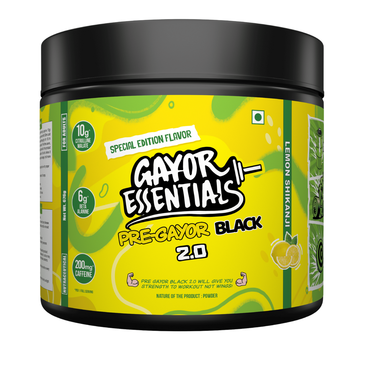 Gayor Essentials Pre Gayor Black 2.0 Pre-Workout Powder 676g | 200mg Caffeine