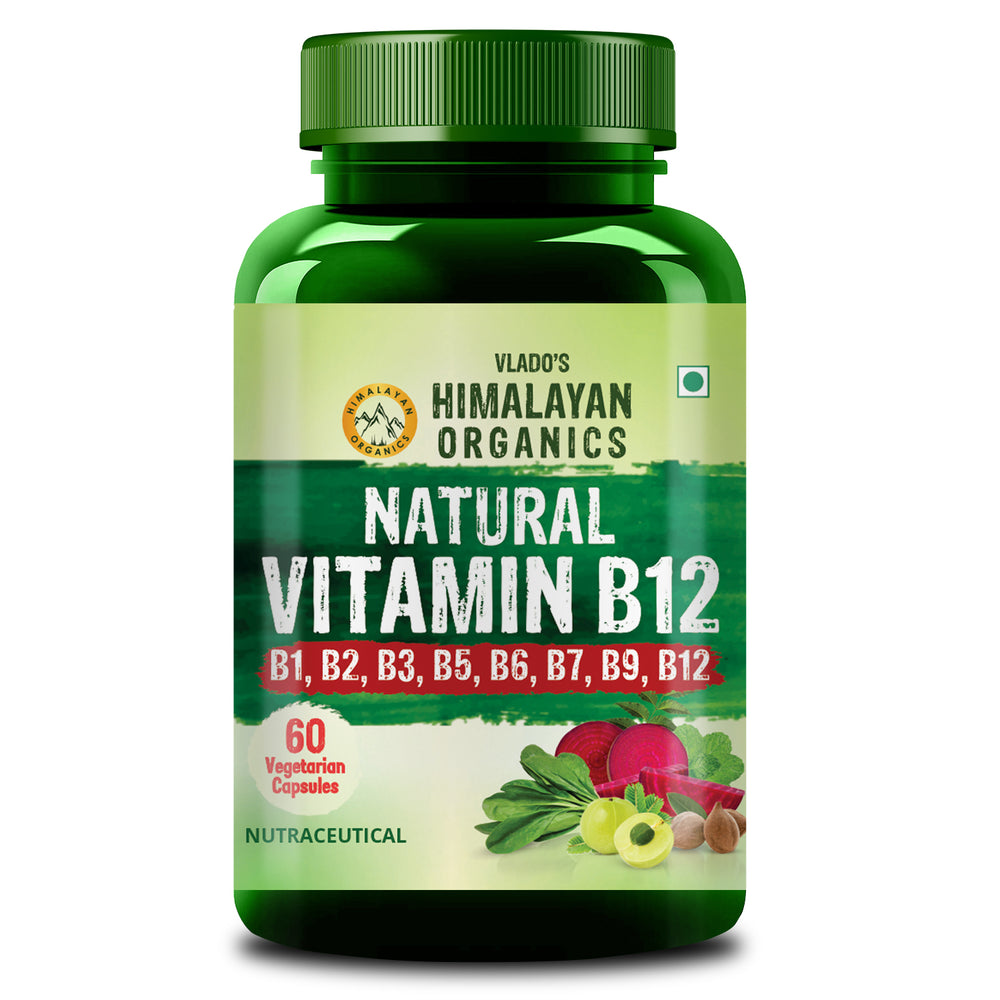 Vlado's Himalayan Organics, Vitamin B12 with B1 B2 B3 B5 B6 B7 B9 Moringa - 60 Veg Capsules