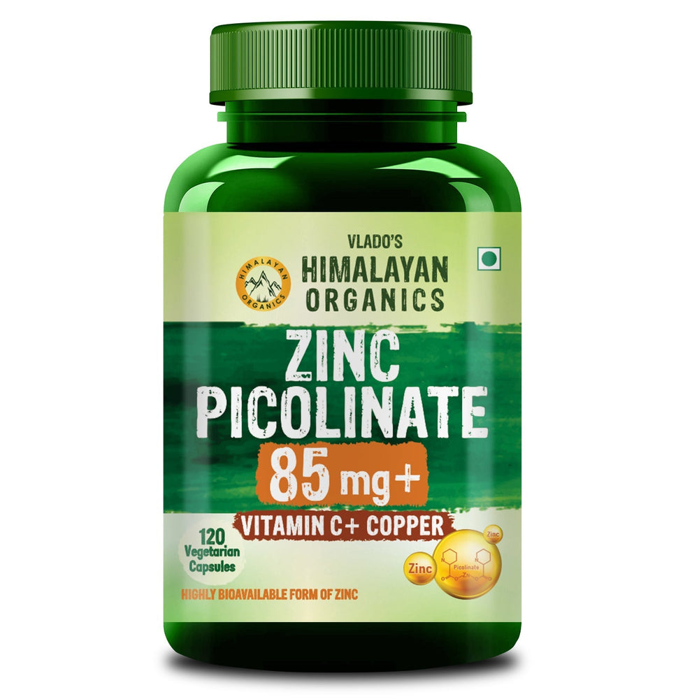 Vlado's Himalayan Organics Zinc Picolinate with Vitamin C & Copper | 120 Capsules | Immunity Support