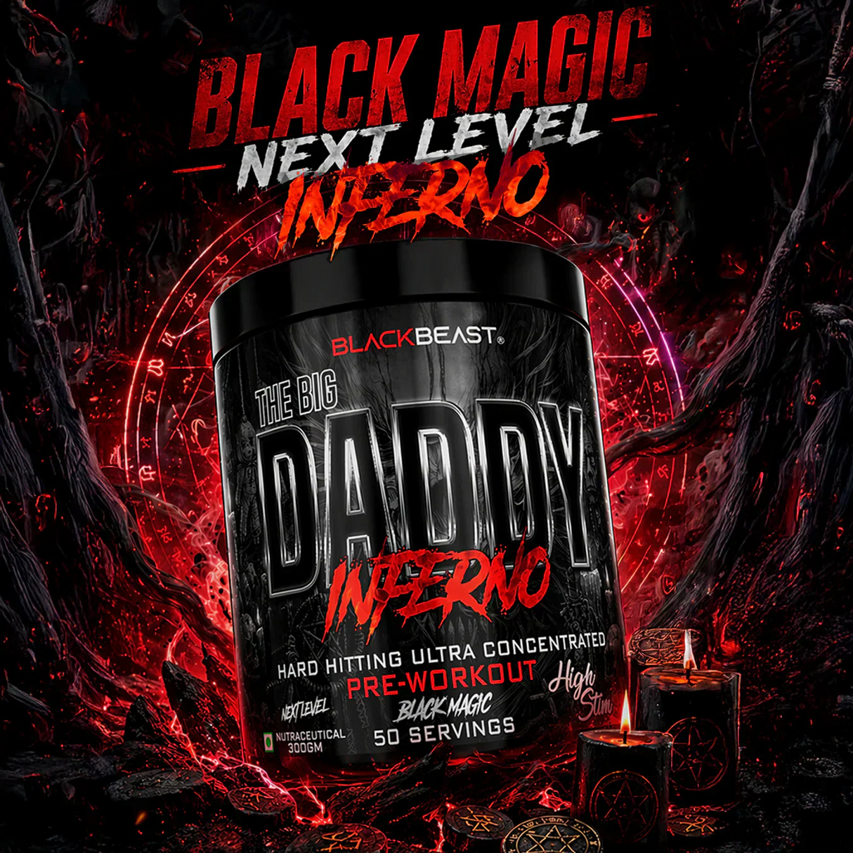 Black Beast Big Daddy Inferno Pre-Workout | Citrulline Malate & Beta Alanine | 300g