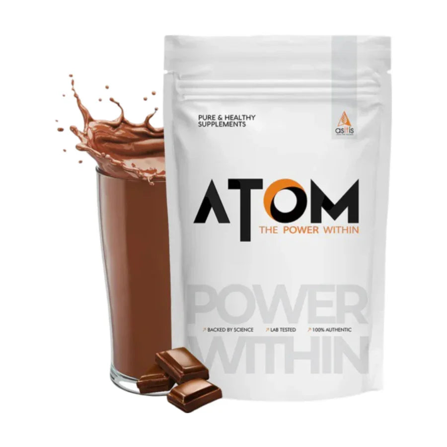 AS-IT-IS ATOM Performance Whey Protein 1 Kg + Nutristar Micronized CREA Gold Creatine Monohydrate 250g (83 Servings) - Muscle Strength & Lean Gain Combo