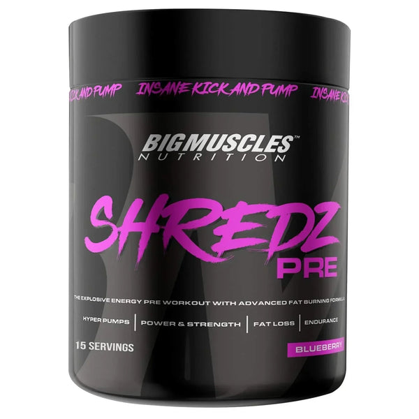 Buy BigMuscles Nutrition Shredz Pre blueberry pre-workout supplement at Nutristar online