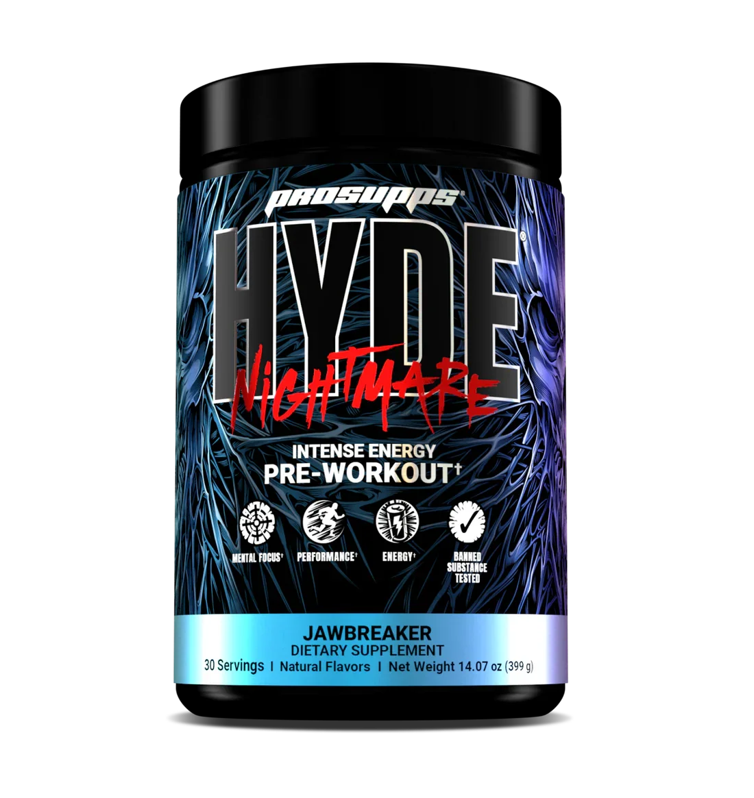 ProSupps HYDE Nightmare Intense Pre-Workout (30 Servings) + Nutristar Micronized CREA Gold Creatine Monohydrate 250g (83 Servings) - Extreme Energy & Power Combo