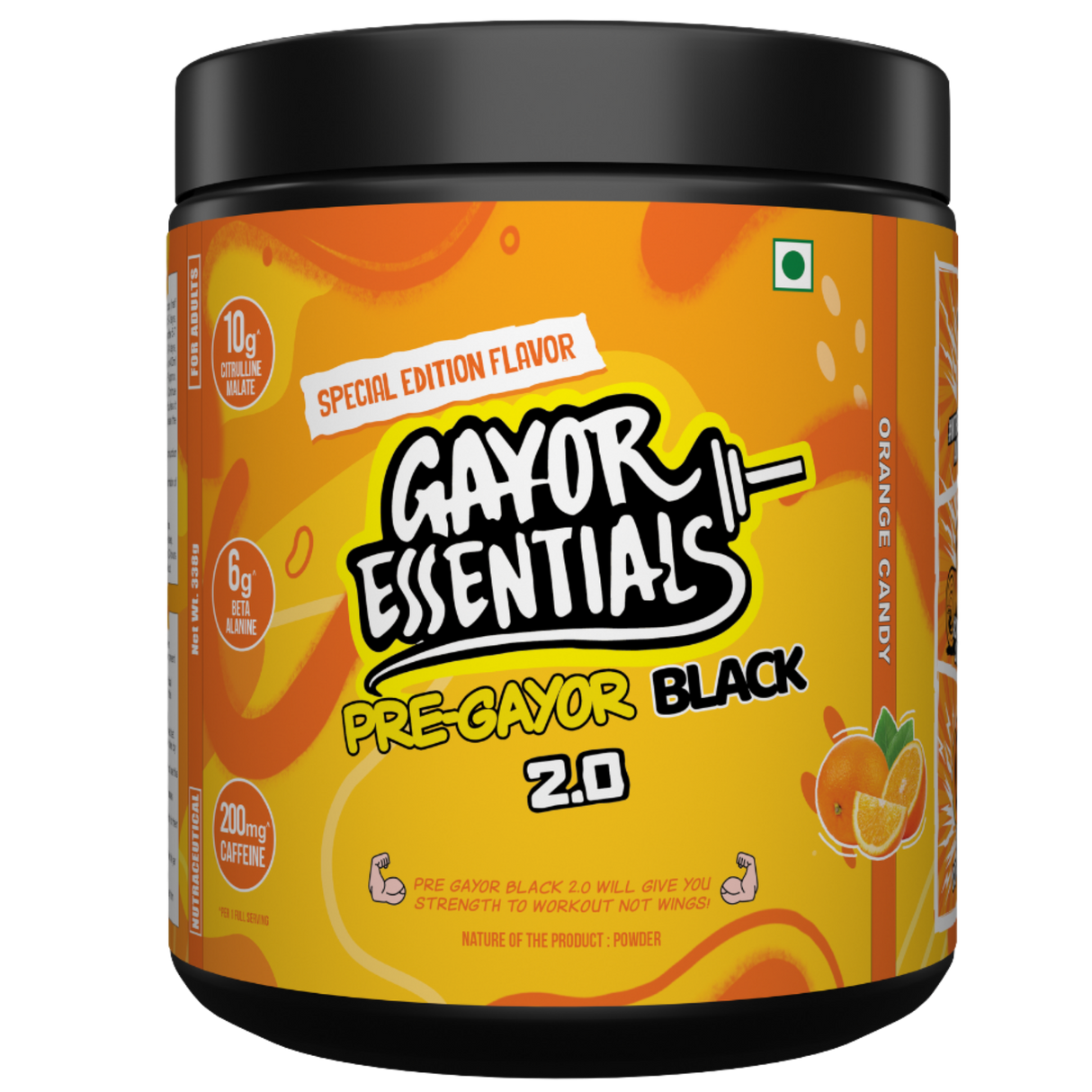 Gayor Essentials Pre Gayor Black 2.0 Pre-Workout Powder 338g | 200mg Caffeine